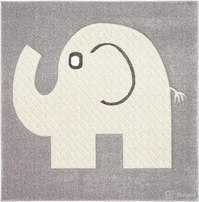 img 3 attached to 🐘 SAFAVIEH Carousel Kids Collection 3' x 3' Square Grey/Ivory CRK165B Elephant Non-Shedding Nursery Playroom Rug - Stylish and Durable Area Rug for Kids' Spaces