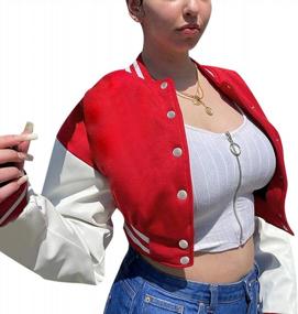 img 4 attached to Women'S Lightweight Baseball Crop Jacket - Long Sleeves Button Down Varsity Velius