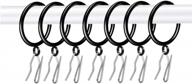 black 28pcs 1.5" inner diameter drapery eyelet sliding curtain rings with pin-on hooks logo