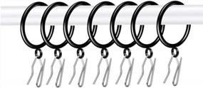 img 4 attached to Black 28Pcs 1.5" Inner Diameter Drapery Eyelet Sliding Curtain Rings With Pin-On Hooks