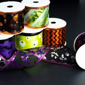 img 2 attached to Halloween Ribbon Wired Set - 6 Rolls Of Assorted Swirl Sheer Organza Glitter Ribbon For Crafts And Gift Wrapping, Featuring 2.5-Inch Holiday Ribbons With Spooky Designs, Each Roll 6 Yards Long