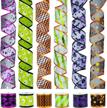 halloween ribbon wired set - 6 rolls of assorted swirl sheer organza glitter ribbon for crafts and gift wrapping, featuring 2.5-inch holiday ribbons with spooky designs, each roll 6 yards long logo