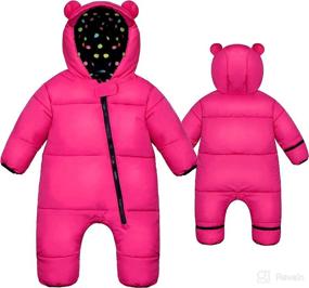 img 2 attached to 🧥 Abong Puffer Baby Winter Suit - Newborn Snowsuit with Cozy Fleece Lining and Bear-Eared Hoodie - Machine Washable Bunting Bodysuit