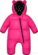 🧥 abong puffer baby winter suit - newborn snowsuit with cozy fleece lining and bear-eared hoodie - machine washable bunting bodysuit logo