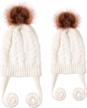 eurobuy 2pcs mother&baby hat, soft knitted parent-child hat winter crochet earflap hat logo