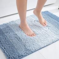 luxurious chenille bath rug mat with extra soft absorbent shaggy fabric, non-slip machine washable plush bath mats for shower and tub, 16x24 inches, blue logo