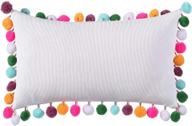 вельветовая поясничная наволочка с помпонами - прямоугольная декоративная подушка 12x20 дюймов для домашнего дивана и кровати логотип