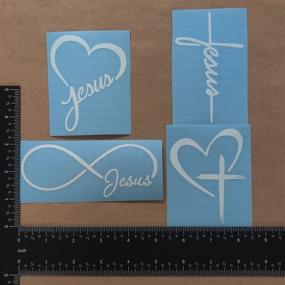 img 3 attached to 🔥 4 Pack of Jesus Decals: Heart of Jesus, Cross of Jesus, Infinity Jesus, Cross Heart (Small Size ~3.5", White)
