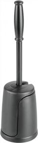 img 4 attached to Modern Compact Freestanding Plastic Toilet Bowl Brush Holder For Bathroom Storage And Organization, Sturdy Deep Cleaning - Covered Brush - Hyde Collection Charcoal Gray