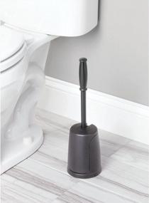 img 2 attached to Современный компактный отдельно стоящий пластиковый держатель для щетки для унитаза для хранения и организации ванной комнаты, прочная глубокая очистка - щетка с покрытием - коллекция Hyde темно-серый