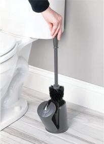 img 3 attached to Modern Compact Freestanding Plastic Toilet Bowl Brush Holder For Bathroom Storage And Organization, Sturdy Deep Cleaning - Covered Brush - Hyde Collection Charcoal Gray