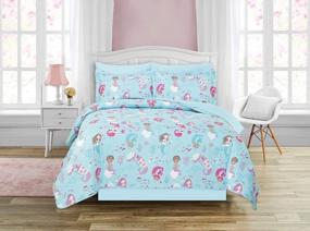 img 1 attached to 🌊 Kids Zone Home Linen 7 Piece Full Size Quilt Bedspread Girls/Teens Mermaid Underwater Sea Life Aqua Blue Light Blue Purple Pink White Fishes Shell New