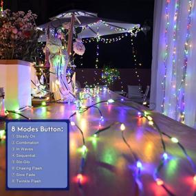 img 1 attached to 100LED водонепроницаемые зеленые гирлянды из ПВХ с 8 режимами для рождественской елки, Хэллоуина, свадеб и внутренних украшений - многоцветные, 48 футов - ROYAMY Outdoor Fairy Lights