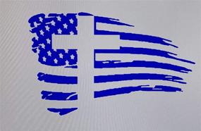 img 2 attached to 🚗 Cartat2s Distressed Flag with Cross Vinyl Decal - Ideal for Cars, Trucks, SUVs, Campers, Laptops - Window Sticker in Various Sizes & Colors (Blue, 7x4.4)