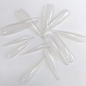 img 1 attached to 600 Clear Stiletto Nail Tips - Extra Long XXXL Size For Full Coverage Manicure. Professional Quality Acrylic False Nails For Salon And Home Use, Available In 12 Sizes.