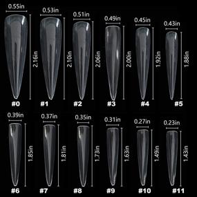 img 3 attached to 600 Clear Stiletto Nail Tips - Extra Long XXXL Size For Full Coverage Manicure. Professional Quality Acrylic False Nails For Salon And Home Use, Available In 12 Sizes.