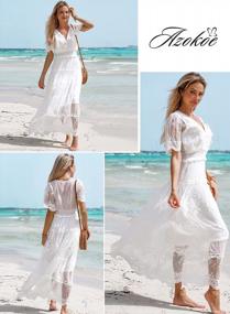 img 3 attached to Formal Maxi Dress For Women: Buttoned V-Neck With Short Sleeves And Elegant Floral Lace Design - AZOKOE