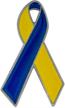 pinmart blue/yellow ukraine awareness ribbon lapel pin - show your support! logo