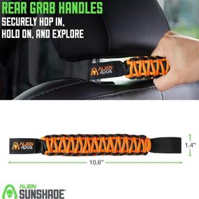 img 1 attached to 🛠️ Alien Sunshade Jeep Grab Handles - 4-Pack: 2 Premium Paracord Jeep Wrangler Grab Handles, 2 Backseat Handles - Easy Install, Fits Jeep Roll Bars JLU JKU TJ YJ - Orange, Ideal for Jeep Gladiator