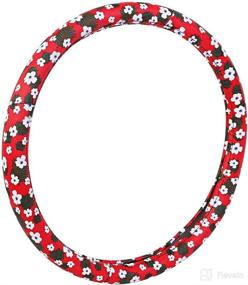 img 1 attached to Bompa 15 Steering Wheel Cover TPE Flower Print Steering Cover For Car SUV(Red)