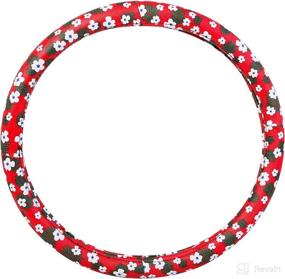 img 3 attached to Bompa 15 Steering Wheel Cover TPE Flower Print Steering Cover For Car SUV(Red)