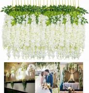 24 pcs white wisteria flowers 3.6' fake vine garland for wedding, party, garden decorations logo