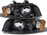 audi b6 a4 s4 sedan wagon 2002-2005 oe-style black housing halogen projector headlight headlamp assembly, driver & passenger side - vipmotoz logo