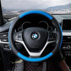 img 3 attached to 🚗 Achiou Universal 15-inch Auto Car Leather Steering Wheel Cover for Men Women - Soft, Comfortable & Anti-Slip with Embossing design