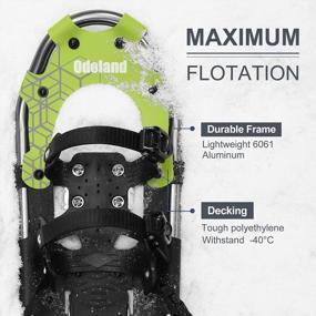 img 3 attached to Полный комплект для снегоступов для всех возрастов: набор Odoland 3-в-1 с треккинговыми палками, прочной сумкой для переноски и легкими туфлями для бездорожья из алюминиевого сплава размеров 21, 25 и 30 дюймов.