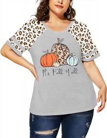 img 1 attached to Plus Size Halloween Pumpkin Shirt Women Fall Yall Print Short Sleeve Thanksgiving Tee Tops (1X-5X)
