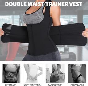 img 3 attached to Neoprene Waist Trainer Vest For Women - Double Tummy Control Sweat Suit With Trimmer Belts - Body Shaper For Effective Workout