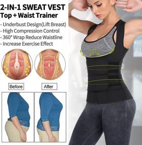 img 1 attached to Neoprene Waist Trainer Vest For Women - Double Tummy Control Sweat Suit With Trimmer Belts - Body Shaper For Effective Workout