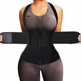 img 4 attached to Neoprene Waist Trainer Vest For Women - Double Tummy Control Sweat Suit With Trimmer Belts - Body Shaper For Effective Workout
