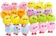 24 pack of adorable mini vibrant easter chicks - party decoration egg bonnet plush 1-inch logo