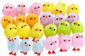 img 4 attached to 24 Pack Of Adorable Mini Vibrant Easter Chicks - Party Decoration Egg Bonnet Plush 1-Inch