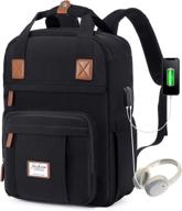 lovevook рюкзак для ноутбука для женщин и девочек, 15,6-дюймовый противоугонный компьютерный рюкзак с usb-портом для зарядки, водостойкая школьная сумка для школьных книг медсестра симпатичная сумка с замком, черный логотип