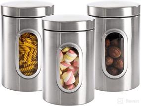 img 4 attached to 🍽️ Jucoan 3 Pack Kitchen Canister Set: 48oz Stainless Steel Food Storage Containers with Lid and Visible Window - Ideal for Dry Food, Snacks, Beans