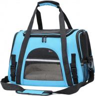 soft pet carrier mesh cat dog travel bag - adjustable shoulder straps, pockets for car seat mall park vet visit logo