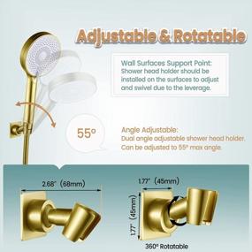 img 2 attached to Adjustable Handheld Shower Bracket With Brushed Brass/Gold Finish - No Drill Installation Required