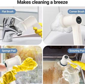 img 3 attached to 🧼 AIRSEE Electric Spin Scrubber for Bathroom Cleaning, Cordless Power Spin Cleaner, Rechargeable Handheld Cleaner with 6 Replacement Brush Heads for Tiles, Tubs, Sinks, Floors, Kitchens