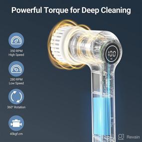 img 2 attached to 🧼 AIRSEE Electric Spin Scrubber for Bathroom Cleaning, Cordless Power Spin Cleaner, Rechargeable Handheld Cleaner with 6 Replacement Brush Heads for Tiles, Tubs, Sinks, Floors, Kitchens