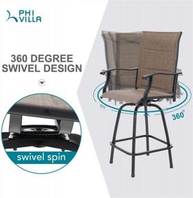 img 2 attached to PHI VILLA Swivel Bar Stools Outdoor Kitchen Bar Height Patio Chairs Padded Sling Fabric, All-Weather Patio Furniture, 2 Pack