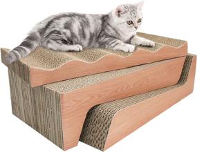 img 4 attached to 🐱 RUMUUKE 3-in-1 Cat Scratchers - Reversible Corrugated Cardboard Cat Scratcher Pad, Kitten Scratching Lounge for Indoor Cats