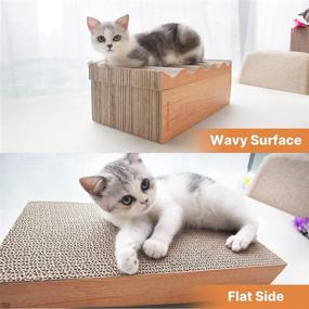 img 1 attached to 🐱 RUMUUKE 3-in-1 Cat Scratchers - Reversible Corrugated Cardboard Cat Scratcher Pad, Kitten Scratching Lounge for Indoor Cats