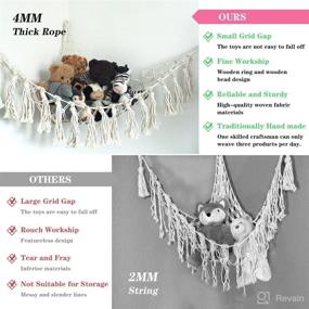 img 3 attached to 🧸 Macrame Boho Stuffed Animal Toy Hammock – Hanging Organizer Corner Holder with Gift Box – Large Nursery Décor for Stuffed Animals Toy Storage