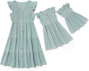 img 4 attached to Adorable Sleeveless Matching Outfits for Mother and Daughter - IFFEI Dresses