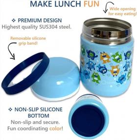 img 3 attached to Kids Lunch Box Set With Thermos - Hot/Cold Food, Bento-Box, Insulated Stainless Steel 10 Oz 300 ML Blue