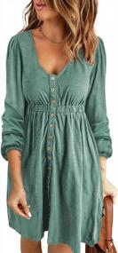 img 4 attached to 2022 Women'S Casual Swing Dress With Long Sleeves, Button-Down Front And Crew Neck By BLENCOT