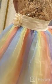 img 5 attached to Радужная сетка Тюль Принцесса Цветочные девушки Sequin Party Dress с кружевным бальным платьем для выпускного вечера