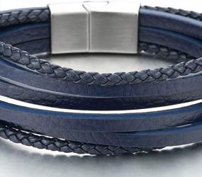img 3 attached to Multi-Strand Navy Blue Braided Leather Wristband For Men And Women With Magnetic Steel Clasp By COOLSTEELANDBEYOND